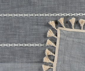 Gray Striped Tablecloth with Tassel