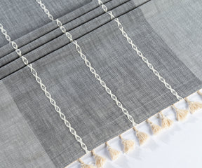 Gray Striped Tablecloth with Tassel