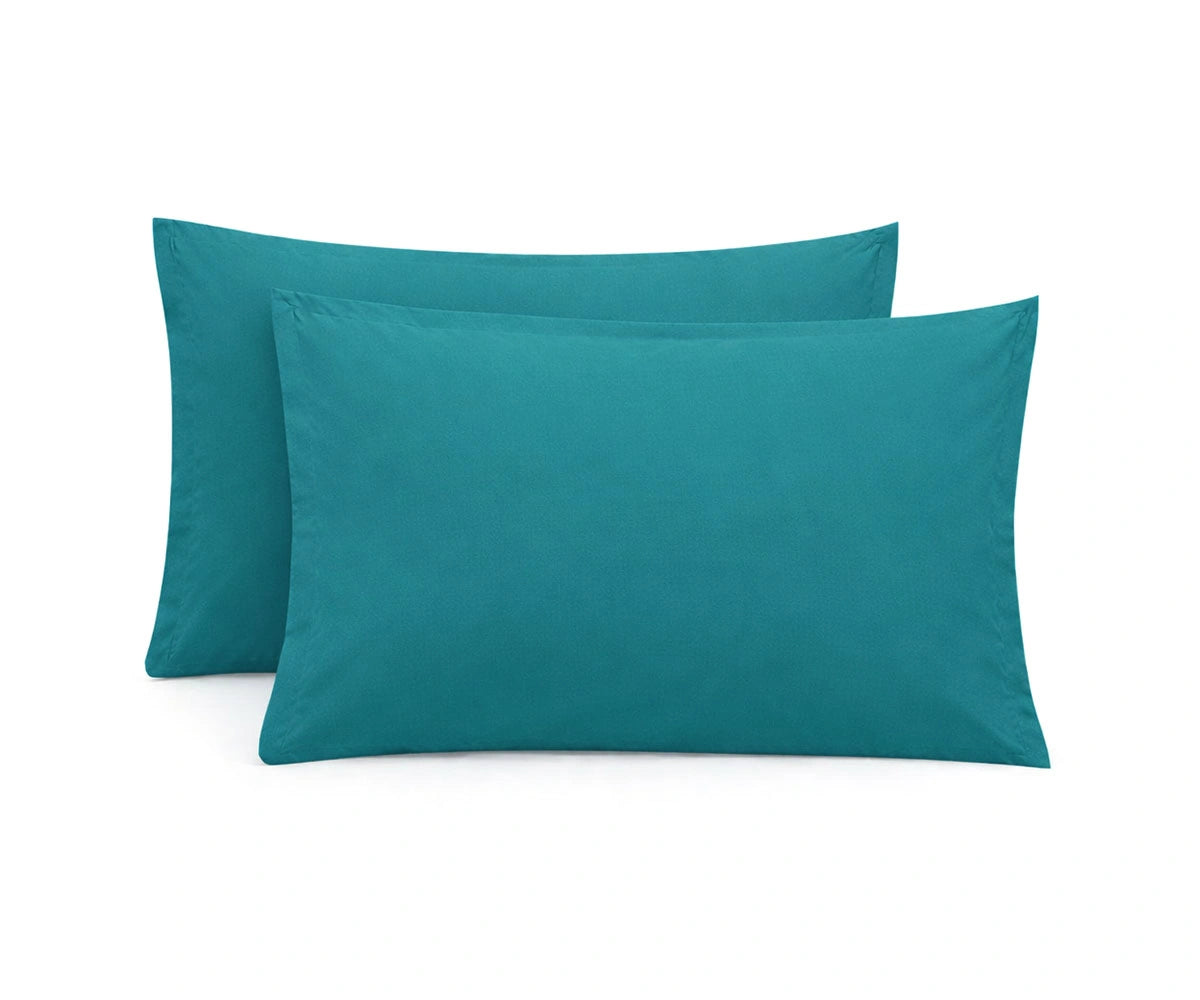 Teal cotton king size pillow cases made from 100% breathable cotton, soft and smooth pillow covers for cool and comfortable sleep