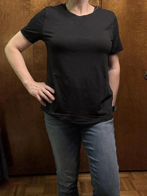 Women's white short sleeve T-shirt in 52% cotton 43% viscose bamboo – lightweight, stretchy & machine washable