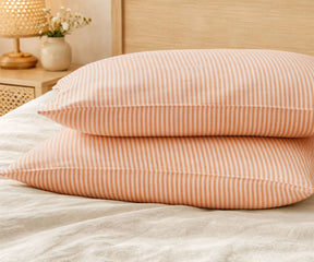 Terracotta European linen pillowcases set of 2, 100% linen pillow covers, warm rust bedding, soft prewashed breathable linen pillow shams, boho bedroom decor