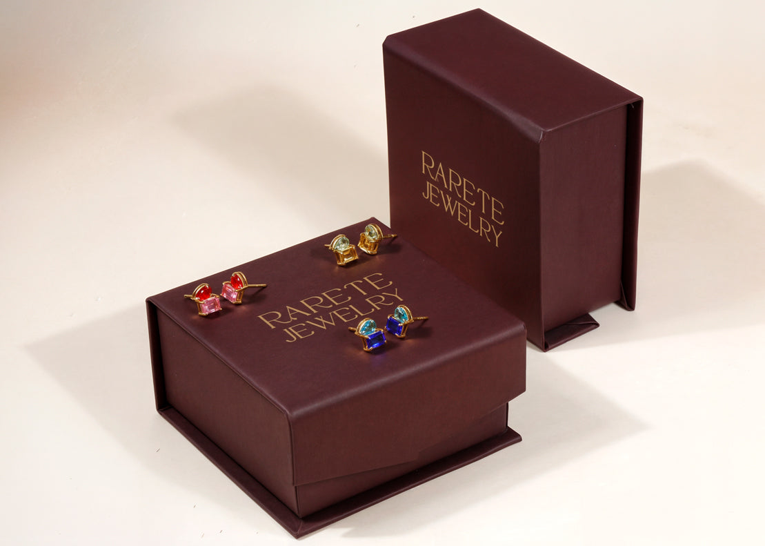 Red gemstone earrings gift for her elegant jewelry packaging, July birthstone Earrings 