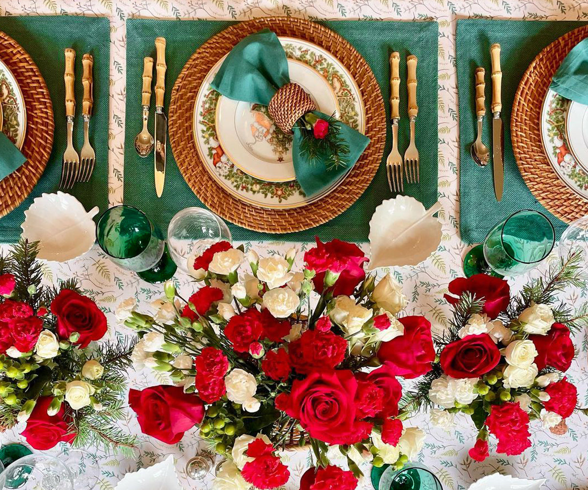 Upgrade your table decor with green fabric placemats, adding a touch of charm and protection, perfect for enjoyable dining moments.