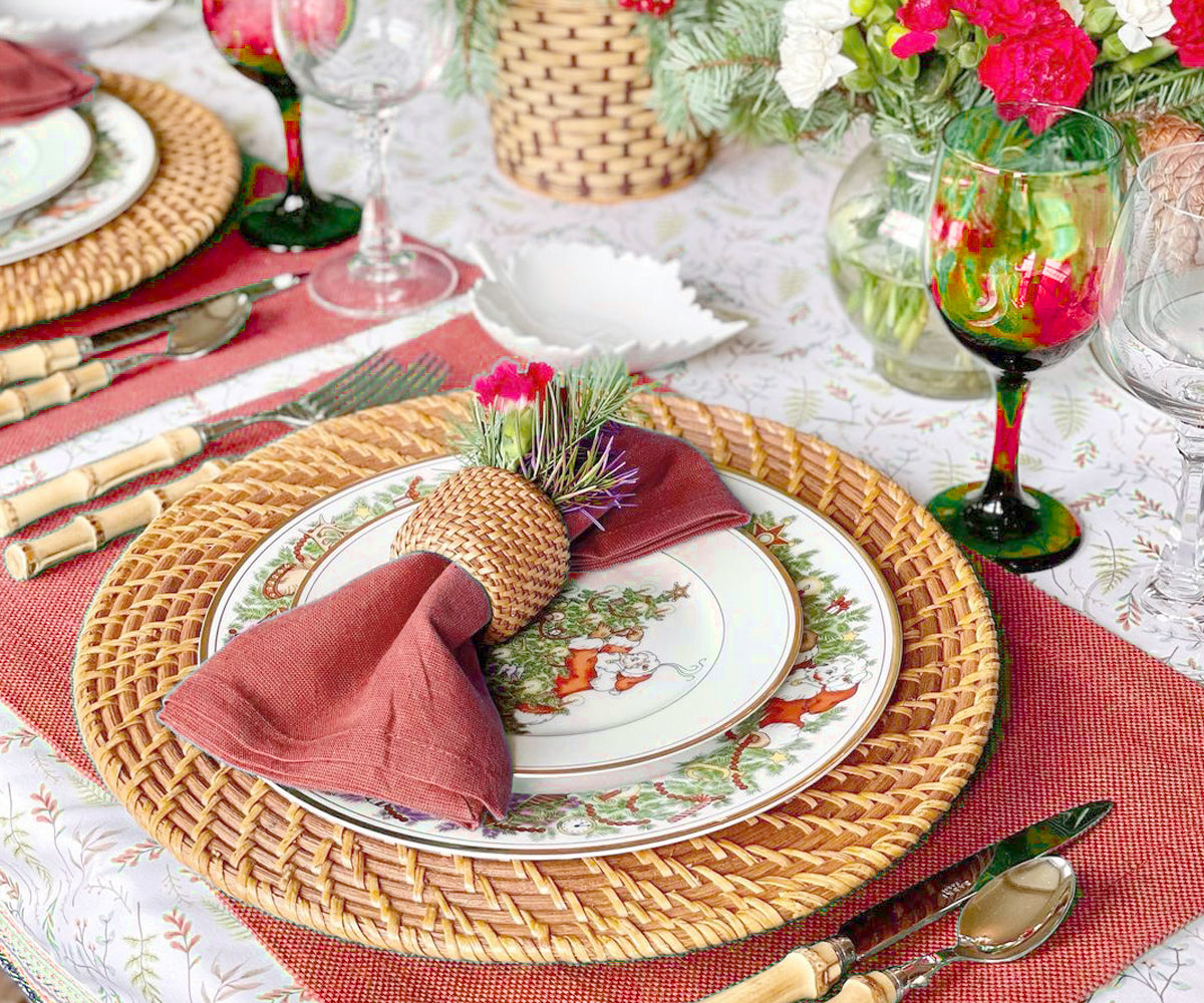 Fabric table placemats in a striking red color, perfect for adding elegance and protection to your dining table