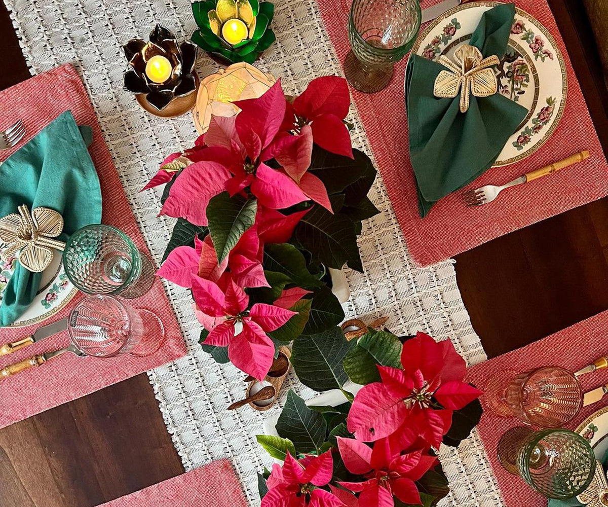 Enhance your table decor using black, red, and table placemats, and infuse a festive spirit with Thanksgiving-themed choices.