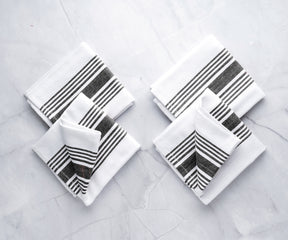 Black Striped Kitchen Towels Set of 4