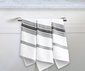 Black Striped Kitchen Towels Set of 4