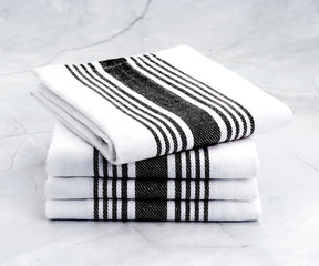 Black Striped Kitchen Towels Set of 4