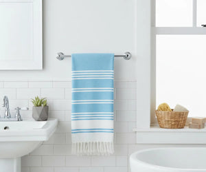 Premium aqua cotton Turkish towels, set of 2, lightweight, durable, and perfect for spa, poolside, or seaside relaxation.