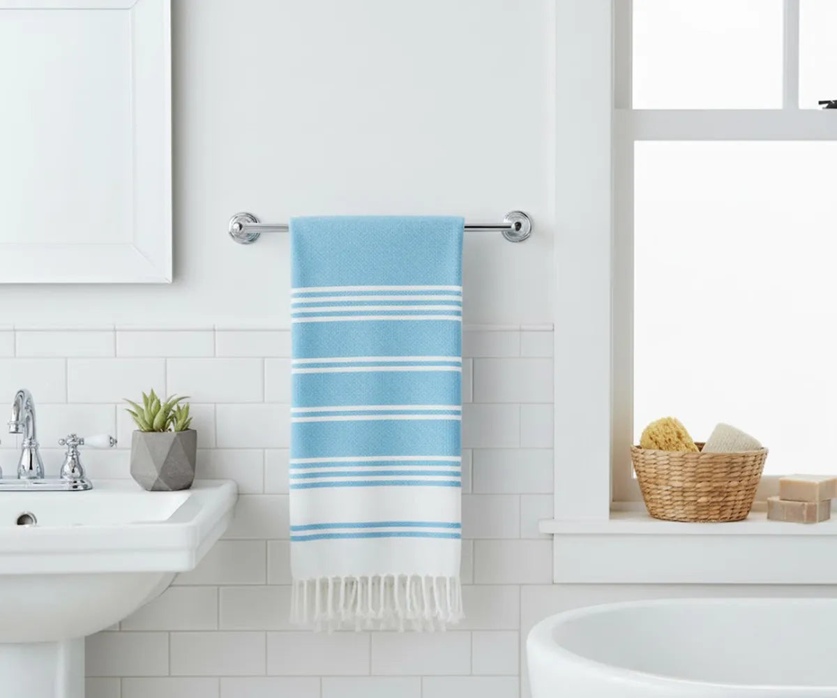 Premium aqua cotton Turkish towels, set of 2, lightweight, durable, and perfect for spa, poolside, or seaside relaxation.