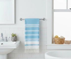 Premium aqua cotton Turkish towels, set of 2, lightweight, durable, and perfect for spa, poolside, or seaside relaxation.