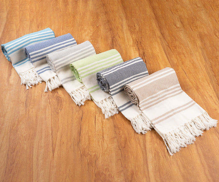 Oversized Turkish beach towel made from 100% cotton with soft absorbent texture