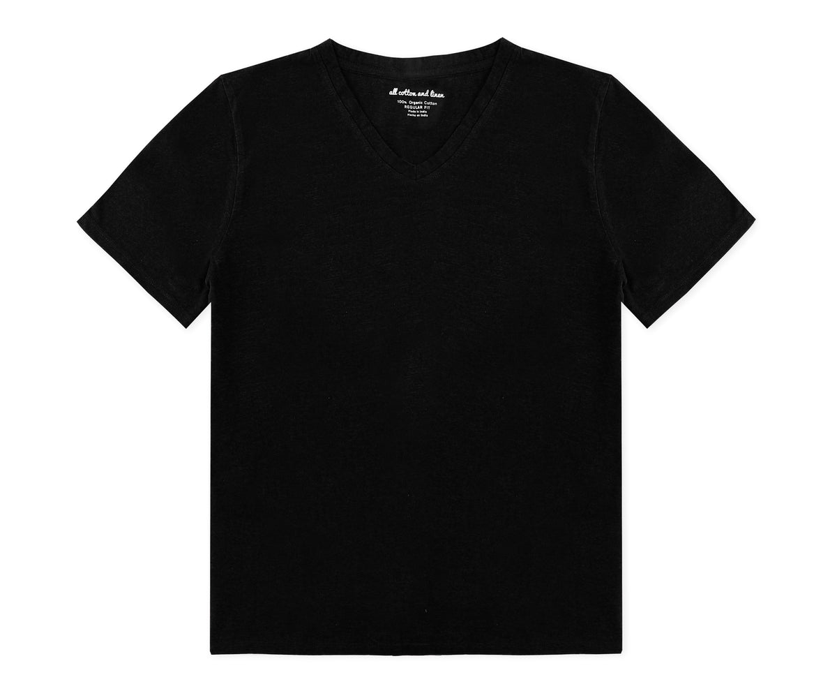 V Neck T Shirts for Women  - Black T Shirts
