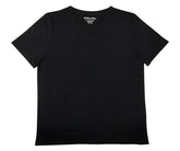 Black V neck t-shirt on a white background