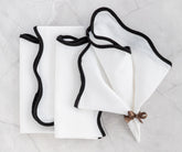 white with black scallop edge napkins