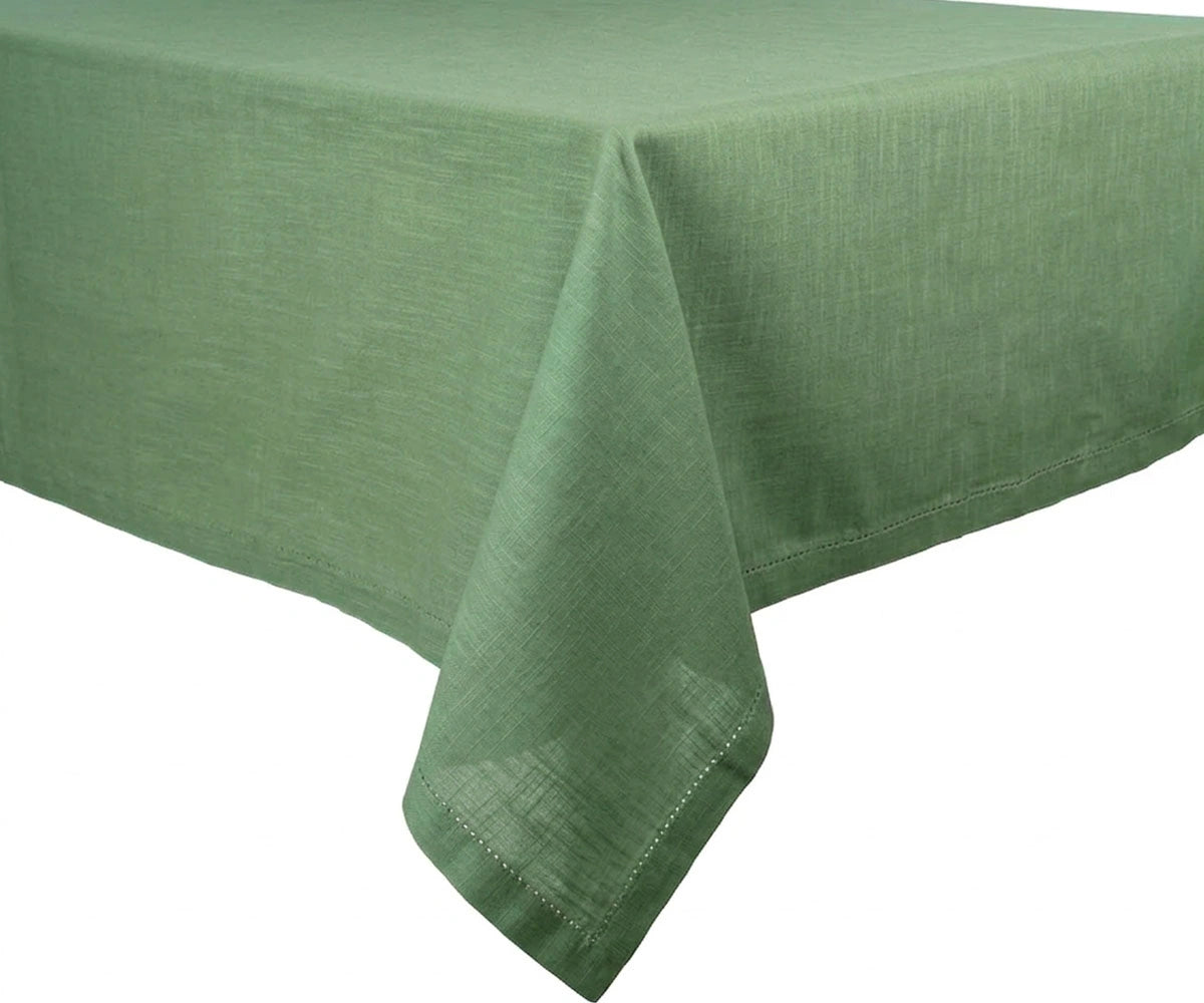 Sage green cotton tablecloth, elegant reusable table linen for home and events