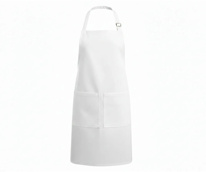 White apron with two pockets, unisex cooking apron for men and women