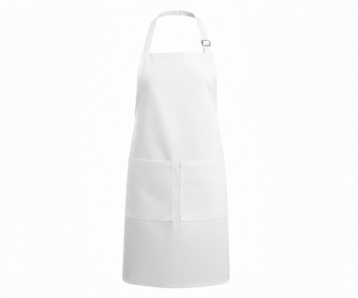 White apron with two pockets, unisex cooking apron for men and women
