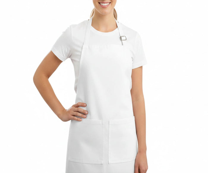 white Apron with two pockets, unisex cooking apron for men and women