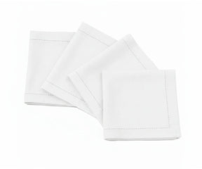 100% linen cocktail napkins with hemstitch border
