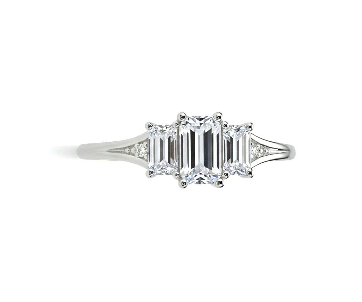 Crystal and zircon ring with clear gemstone and fine detailing