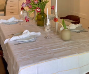 Linen Tablecloth are Made of high-quality linen fabric known for its durability and luxurious texture. Offers an elegant and sophisticated look to your table setting.