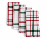 White tartan cloth napkins with red and green plaid pattern