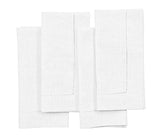 White linen napkins set of 4 with hemstitch border
