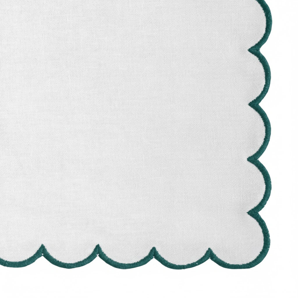 Classic white green fabric napkin for dining, soft reusable table napkin