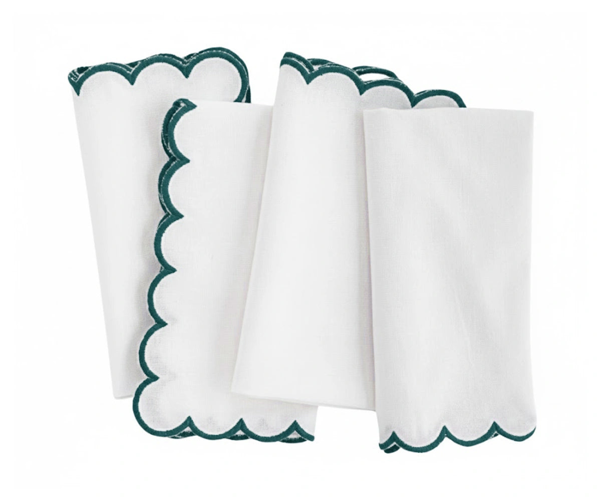 Modern green napkin for dining setup, neatly folded cloth design