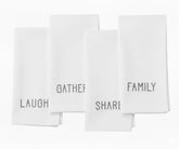 White embroidered cotton napkin with subtle white stitching classic minimalist dinner napkin for elegant table decor.