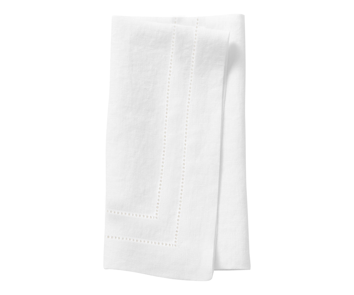 White Hemstitch Linen Napkins