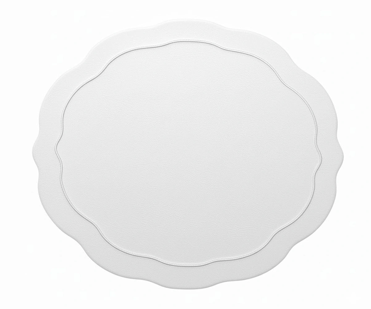 Classic white oval cotton placemat crafted from 100% premium cotton, offering a clean, elegant look for any dining table.