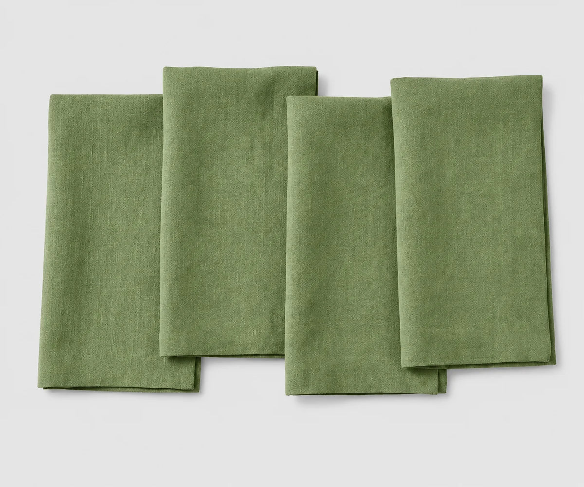 Soft Willow Leaf linen napkin set in premium washed linen, eco-friendly cloth napkins for weddings, restaurants, holiday dinners, and modern dining tables.