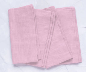 Wispy Pink Cotton Napkins Set of 12 – 100% cotton reusable cloth napkins for weddings, baby showers, and summer table décor.