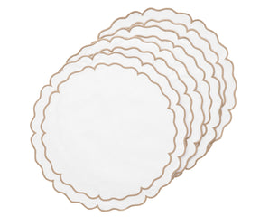 Textured woven cotton placemats in natural beige tone