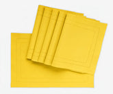 Yellow double hemstitched cotton rectangle placemat on dining table – 13x18 inches