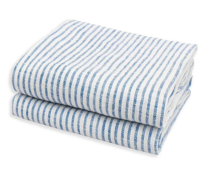 BLue linen kitchen towels for drying and cleaning