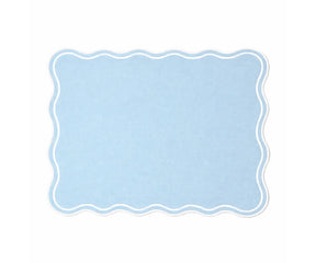 Rectangle cotton placemats with white scalloped edges in green, washable dining table mats sized 13x18 inches