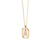 Gold Letter A Initial Necklace with Zircon on Adjustable Chain