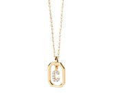 Gold letter C necklace with white zircon accents
