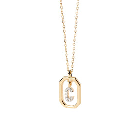 Gold letter C necklace with white zircon accents