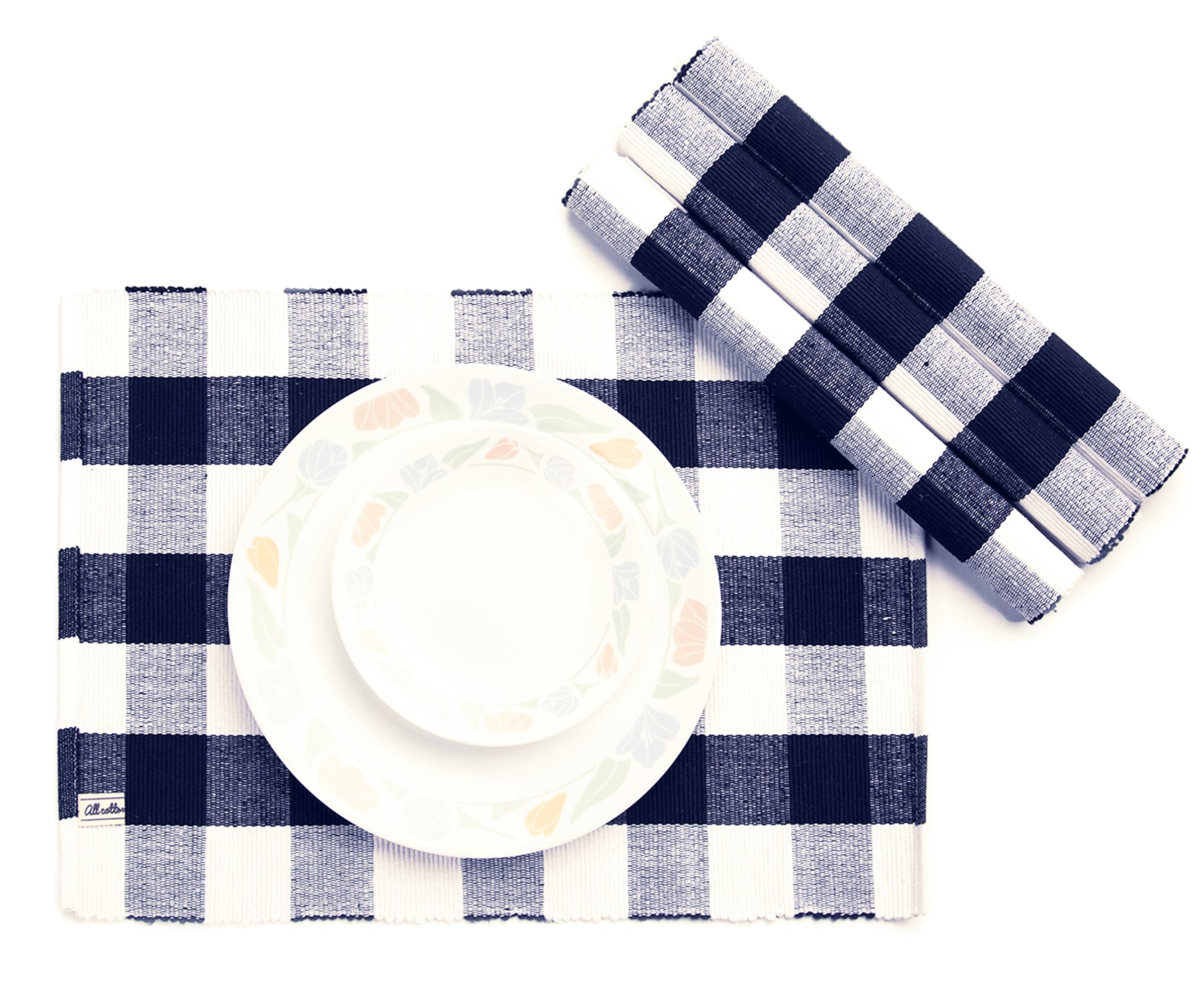 Classic checkered placemats for a timeless table setting.
