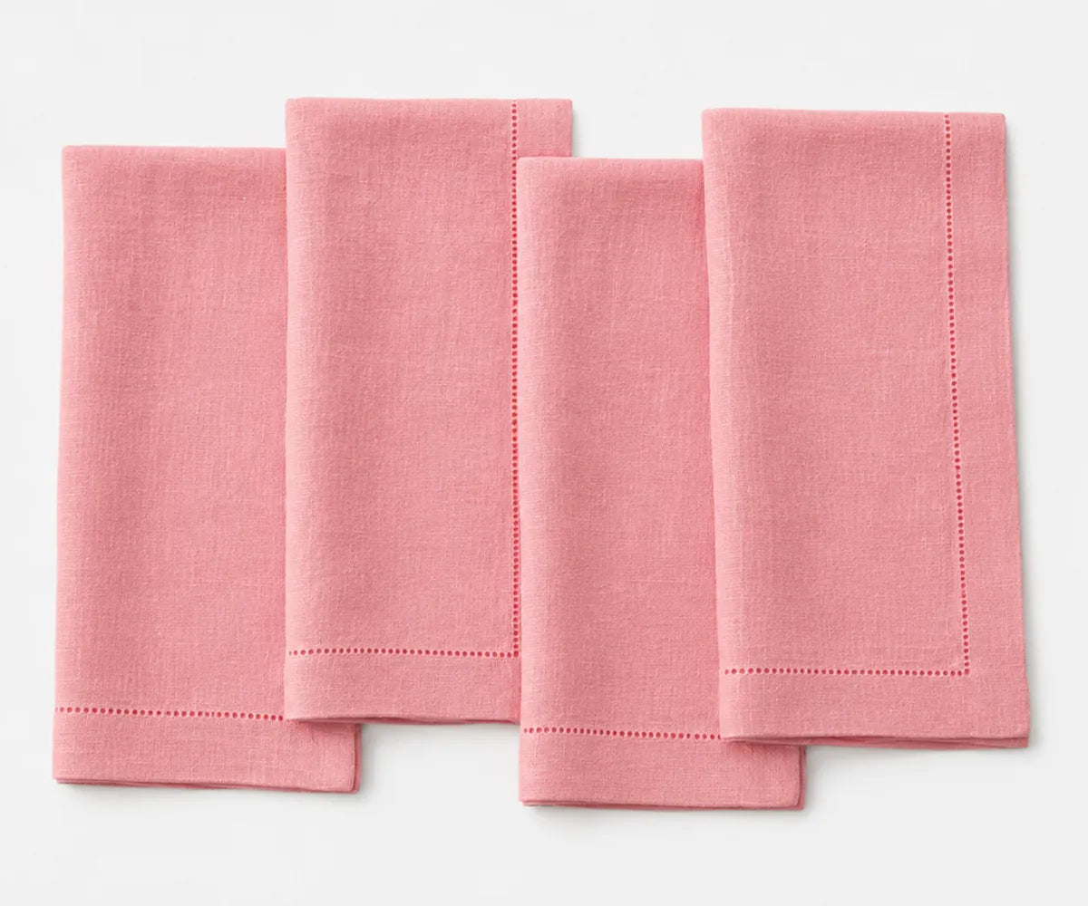 Signature linen table napkins with soft texture and tailored hemstitch detailing