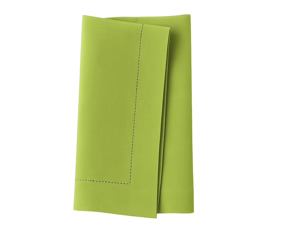 Fresh apple green cotton napkin with a crisp, clean finish for everyday dining.