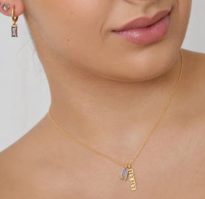 Elegant mama necklace with April crystal birthstone charm custom gold jewelry for women
