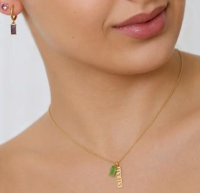 Personalized August peridot birthstone necklace custom mama pendant gift for Mother’s Day