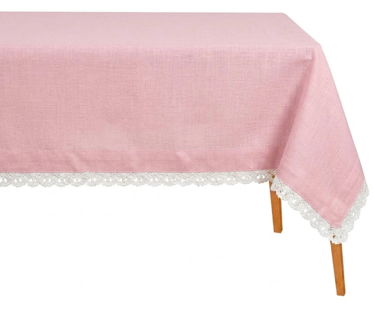 pink cotton lace tablecloth soft fabric dining table cover
