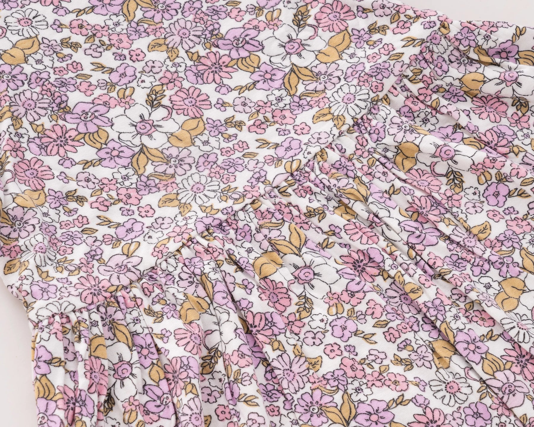 Little girl pink cotton floral frock – lightweight, comfortable summer dress for ages 1–6 with twirl-worthy design.