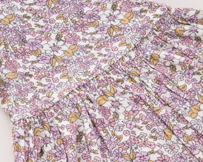 Little girl pink cotton floral frock – lightweight, comfortable summer dress for ages 1–6 with twirl-worthy design.